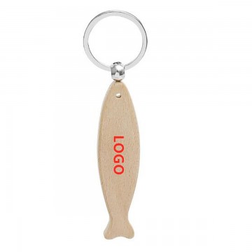 Fish Shape Beech Wooden Keychain